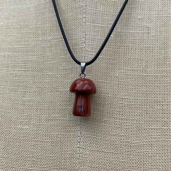 Handmade Stone/Glass Mushroom Amulet Necklace - Picture 4 of 11